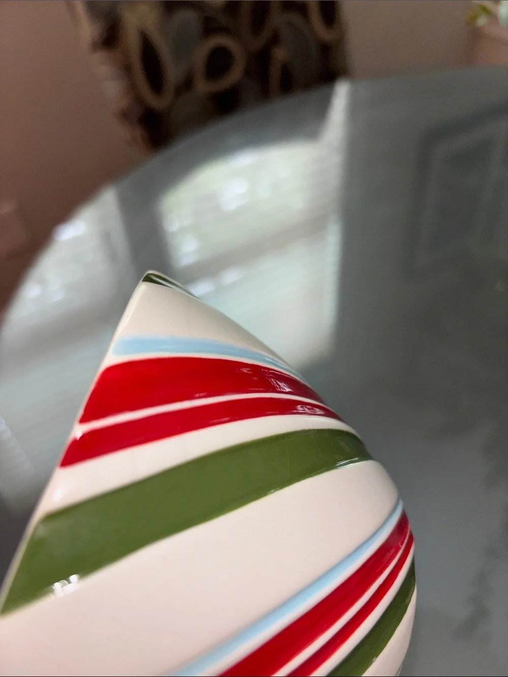 Hallmark Striped Ceramic Bowl dishwasher microwave safe Christmas